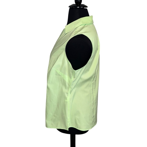 FOXCROFT Taylor Non-Iron Sleeveless Collar Button Down Shirt - Green 14W - Picture 7 of 9